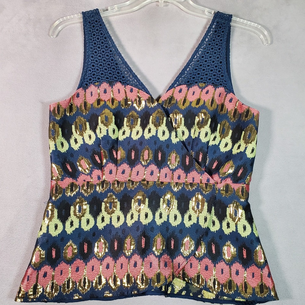Anthropologie HD in Paris Top Womens‎ 12 Yana Jacquard Sleeveless Crochet Boho